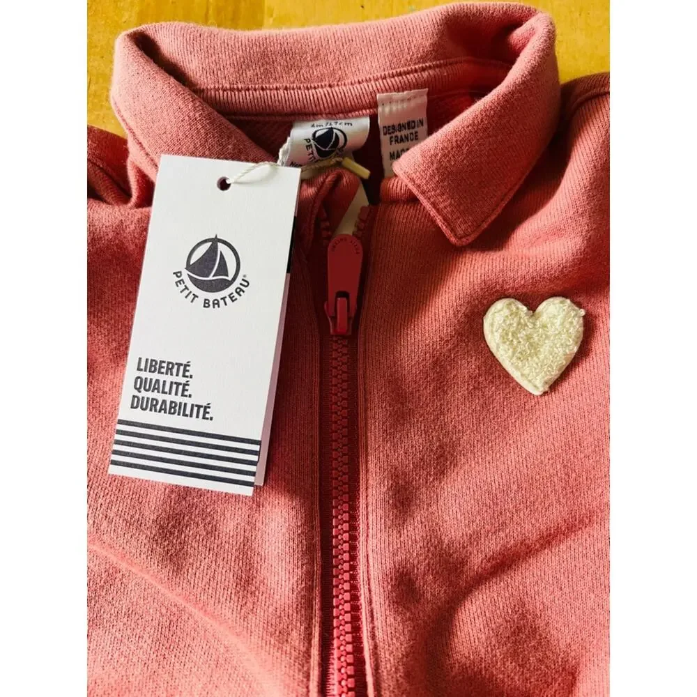 Petit Bateau girls organic cotton pink onesie Size 12 Months NWT